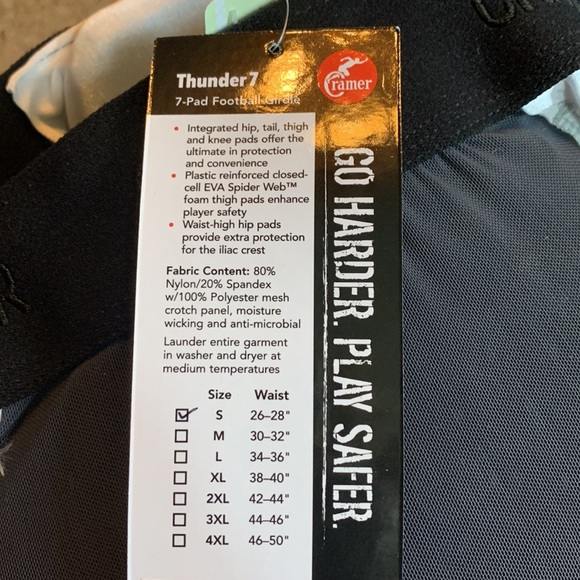 New Cramer Thunder 7 pad football girdle Adult Small Fots like Youth Large or XL - Picture 4 of 7